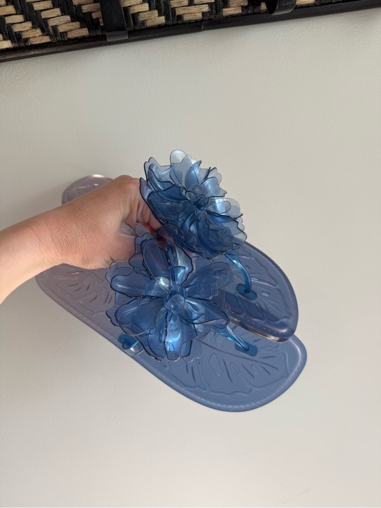 FARM Rio Shoes - Farm Rio Blue Flower Jelly Flat Sandal - Size 8/9